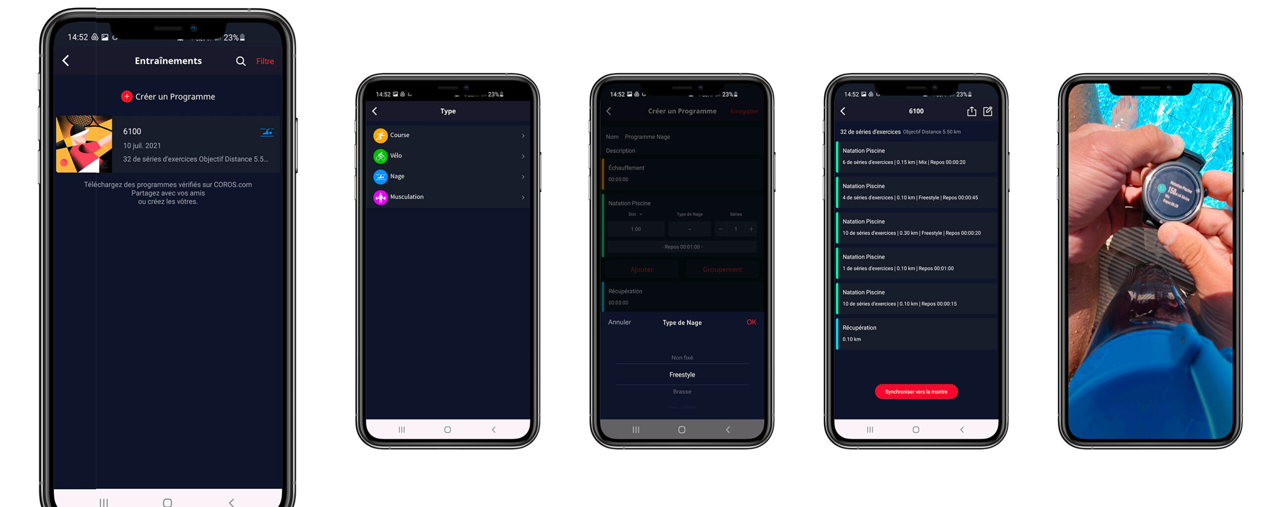 programmation entrainement natation bassin coros